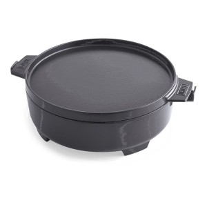 Żeliwny kociołek Weber 2-w 1 Dutch Oven z żeliwną patelnią / pokrywką Griddle, 8857