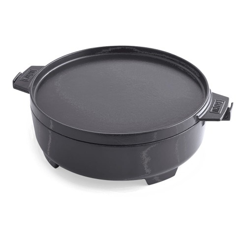 Żeliwny kociołek Weber 2-w 1 Dutch Oven z żeliwną patelnią / pokrywką Griddle, 8857