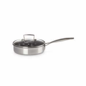 Patelnia Saute do Jajek Stal Nierdzewna Le Creuset 20cm, srebrna, 3-ply