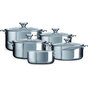 Zestaw 5 szt. Naczyń do Gotowania Le Creuset Stal Nierdzewna, 3-ply Plus