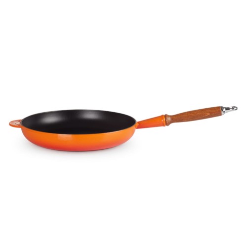 Patelnia z Drewnianą Rączką Żeliwo Le Creuset 28cm, płomienna