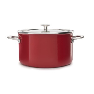 Garnek emaliowany z pokrywką 6L KitchenAid - czerwony