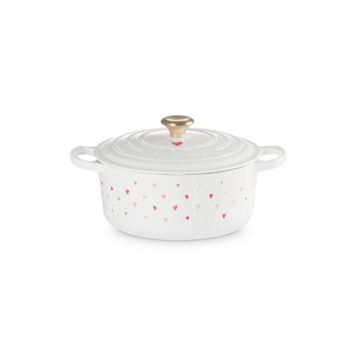 Okrągła Brytfanna Le Creuset Hearts z uchwytem w kolorze jasnego złota Żeliwo 22 cm / 3.3L