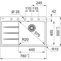Zlewozmywak Franke CNG 611-78 TL ociekacz z prawej strony Onyx 114.0633.150