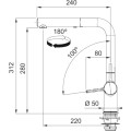 Bateria Franke Active L pull out 2 jets Onyx 115.0653.384