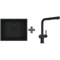 Zestaw Franke czarny mat - zlewozmywak Kanon KNG 110-52 z czarnym zestawem odpływowym + bateria Active L Twist pull-out spray 125.0672.310