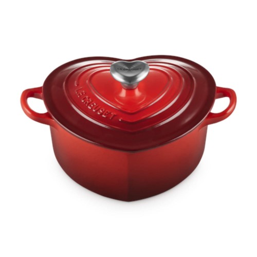 Brytfanna Le Creuset w Kształcie Serca z Uchwytem do Pokrywki Serce 20 cm / 1.9L wiśniowa