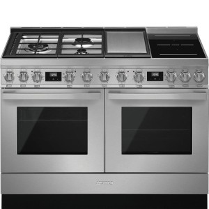 Kuchnia wolnostojąca z płytą indukcyjną, gazową i grillem Teppanyaki Smeg CPF120IGMPX + GRATIS "PROMOCJA"