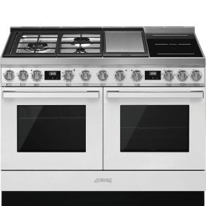 Kuchnia wolnostojąca z płytą indukcyjną, gazową i grillem Teppanyaki Smeg CPF120IGMPWH + GRATIS "PROMOCJA"