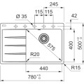 Franke Centro CNG 611-78 TL Onyx, ociekacz po lewej stronie 114.0633.143 + GRATIS