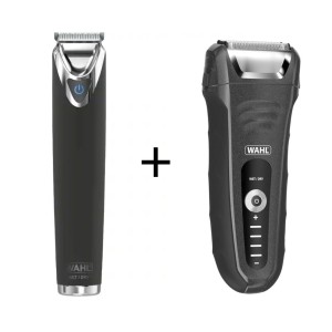 Zestaw Trymer Wahl Stainless Steel Black + Golarka Wahl  Aqua Shave