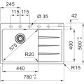 Zlewozmywak Franke Centro CNG 611-78 TL czarny mat + czarny odpływ, ociekacz po prawej stronie 114.0693.565