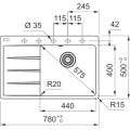 Zlewozmywak Franke CNG 611-78 TL ociekacz z lewej strony Kamienny szary 114.0633.141