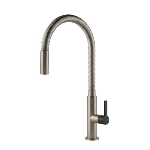 Bateria kuchenna z wyciąganą wylewką Gessi Mesh Czarny matowy  Finox 60003.599