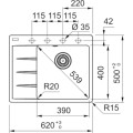 Zlewozmywak Franke CNG 611-62 TL ociekacz z lewej strony Czarny mat + czarny odpływ 114.0693.566