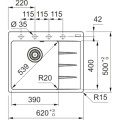 Zlewozmywak Franke CNG 611-62 TL ociekacz z prawej strony Czarny mat + czarny odpływ 114.0693.567