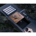 Bateria Schock Vitus 560.120 Inox z wyciąganą wylewką. Bateria trójdrożna Linia Studio
