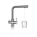 Bateria Schock Vitus 560.120 Inox z wyciąganą wylewką. Bateria trójdrożna Linia Studio