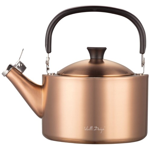 Vialli - Czajnik 1,5l z gwizdkiem Diamante złoty rose gold matowy 1241