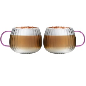 Vialli - Zestaw 2 szklanek z różowym uchem 350ml Tulip 1210