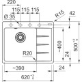Zlewozmywak Franke CNG 611-62 Onyx + czarny zestaw odpływowy, ociekacz po lewej stronie 114.0740.851
