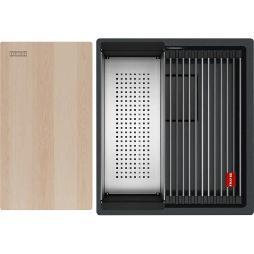 Zlewozmywak Franke KNG PRO 110-37 Czarny mat + czarny zestaw odpływowy 125.0749.652