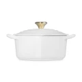 Brytfanna Le Creuset w Kształcie Serca z Uchwytem do Pokrywki Serce 20 cm / 1.9L biała ze złotym wykończeniem