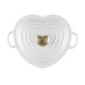 Brytfanna Le Creuset w Kształcie Serca z Uchwytem do Pokrywki Serce 20 cm / 1.9L biała ze złotym wykończeniem