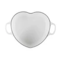 Brytfanna Le Creuset w Kształcie Serca z Uchwytem do Pokrywki Serce 20 cm / 1.9L biała ze złotym wykończeniem