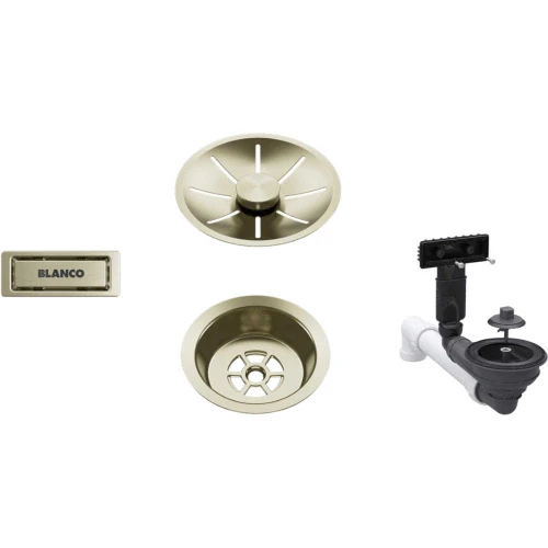 Armatura odpływowo-przelewowa Blanco 1x3,5 z InFino i elementami stalowymi satin gold 207423